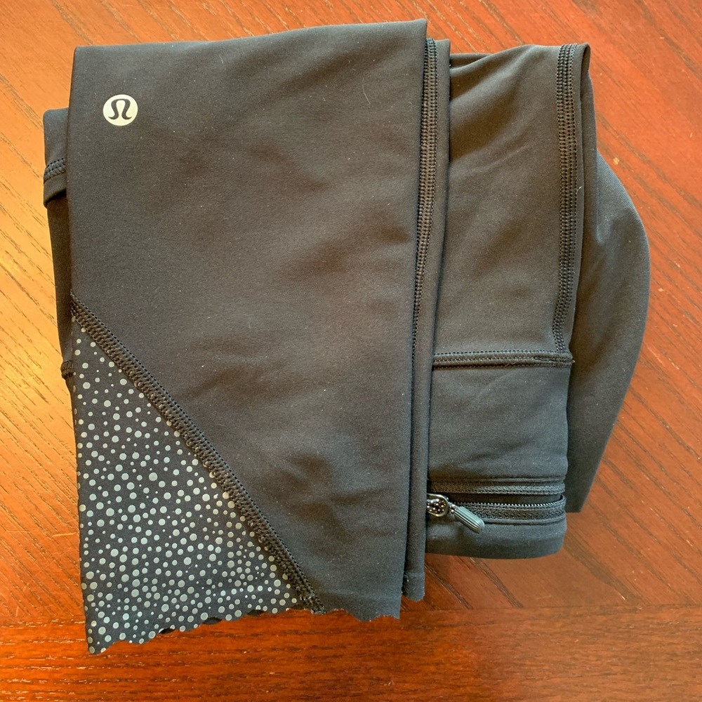 EUC Lululemon black leggings - scalloped ankles and pockets